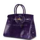 Hermes Birkin 35 Ultraviolet Shiny Porosus Crocodile GHW
