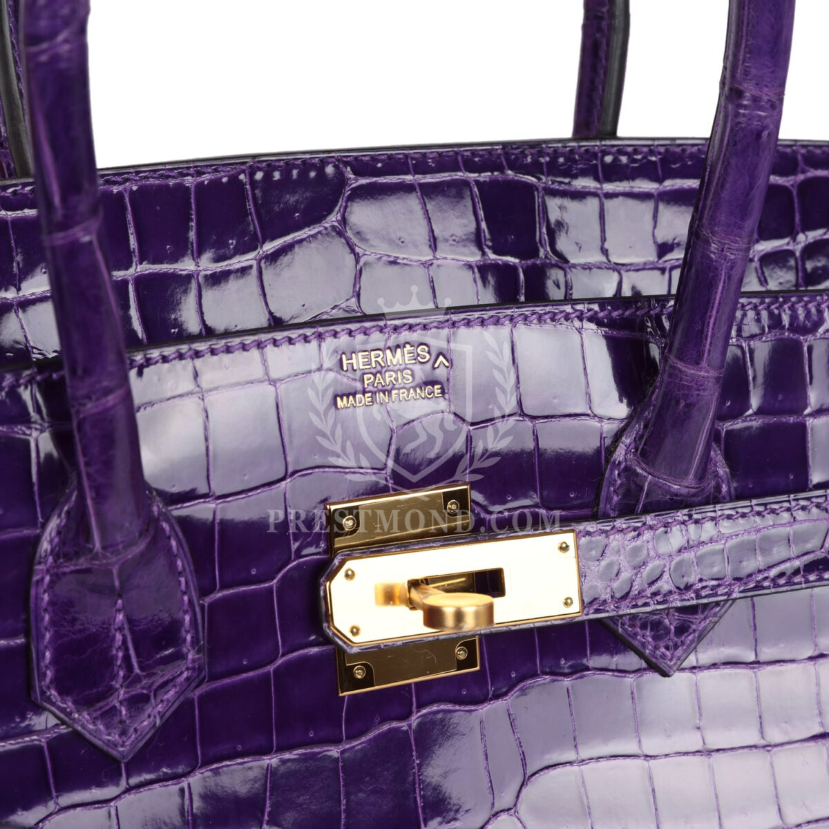 Hermes Birkin 35 Ultraviolet Shiny Porosus Crocodile GHW — изображение 7