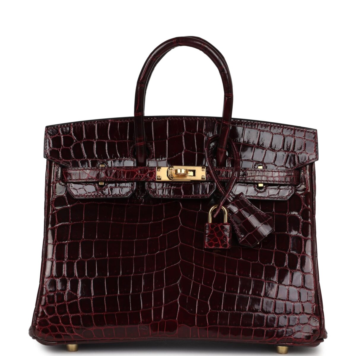 Hermes Birkin 25 Bordeaux Shiny Niloticus Crocodile GHW