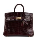 Hermes Birkin 25 Bordeaux Shiny Niloticus Crocodile GHW