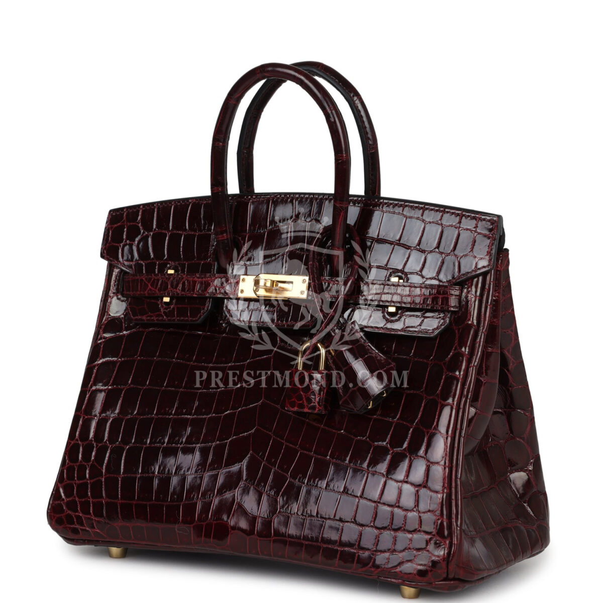 Hermes Birkin 25 Bordeaux Shiny Niloticus Crocodile GHW — изображение 5