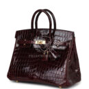 Hermes Birkin 25 Bordeaux Shiny Niloticus Crocodile GHW