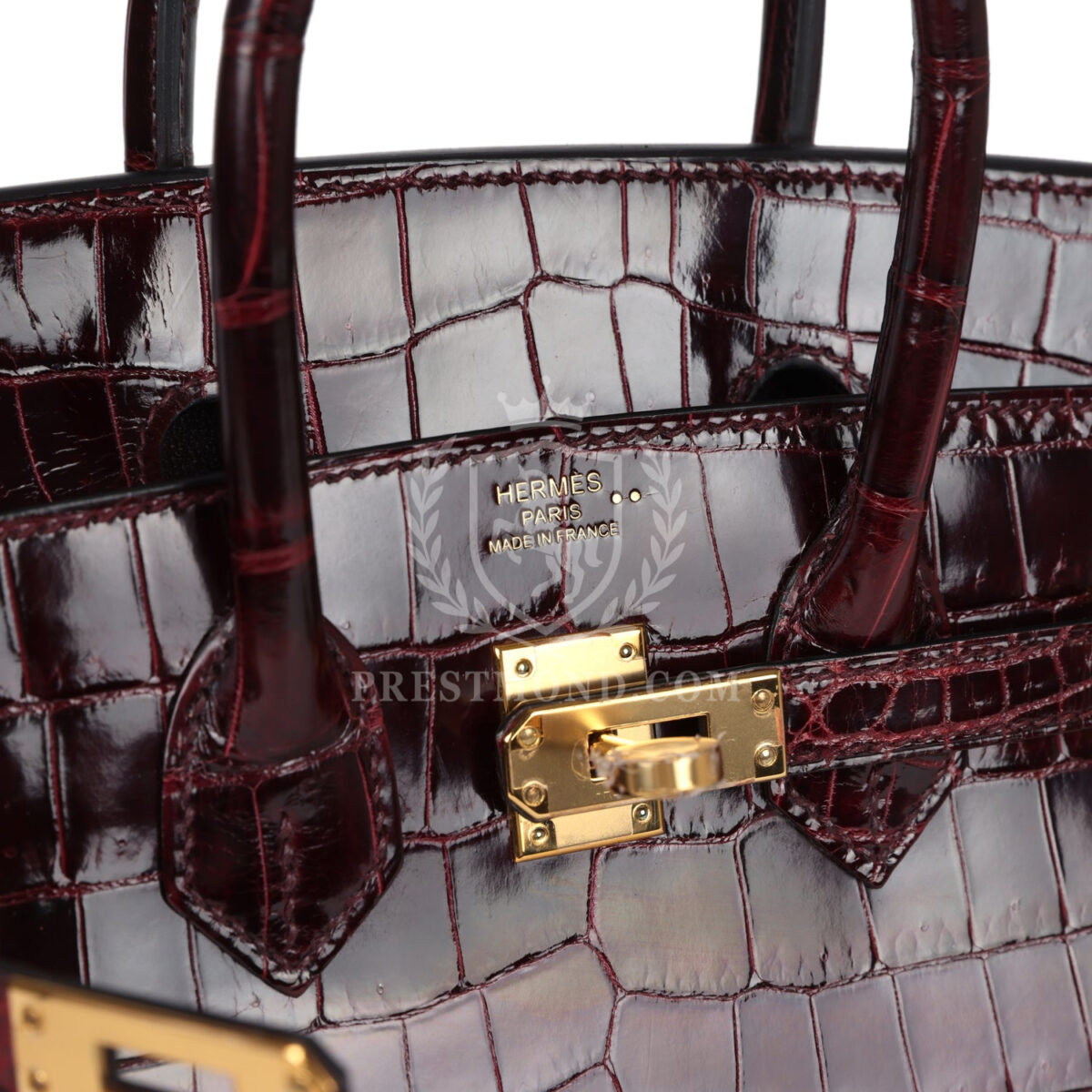 Hermes Birkin 25 Bordeaux Shiny Niloticus Crocodile GHW — изображение 7