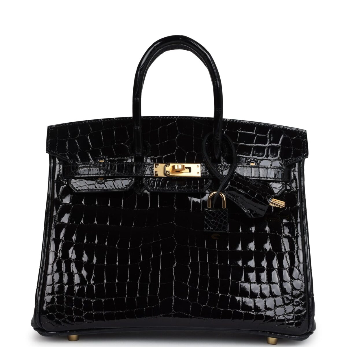 Hermes Birkin 25 Black Shiny Niloticus Crocodile GHW