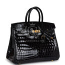 Hermes Birkin 25 Black Shiny Niloticus Crocodile GHW