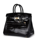 Hermes Birkin 25 Black Shiny Niloticus Crocodile GHW