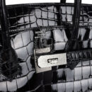 Hermes Birkin 35 Black Shiny Porosus Crocodile 18K White GHW Diamond Hardware