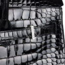 Hermes Birkin 35 Black Shiny Porosus Crocodile 18K White GHW Diamond Hardware