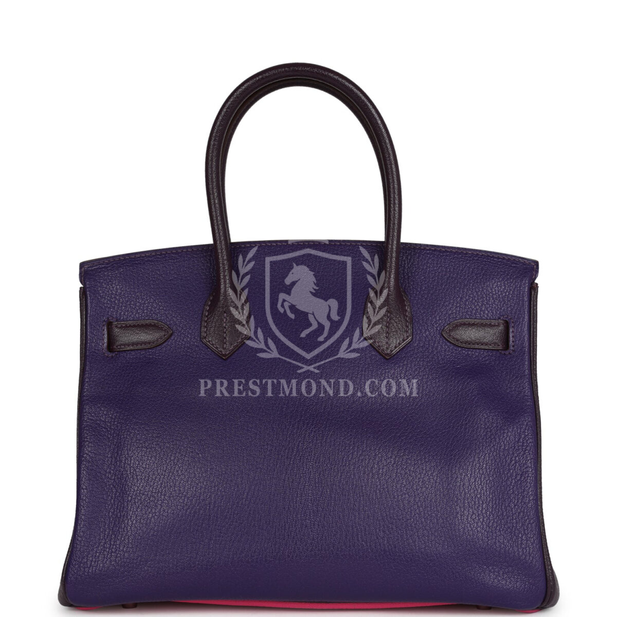 Hermes Special Order (HSS) Birkin 30 Tri-color Raisin, Ultraviolet and Rose Shocking Chevre PHW — изображение 4