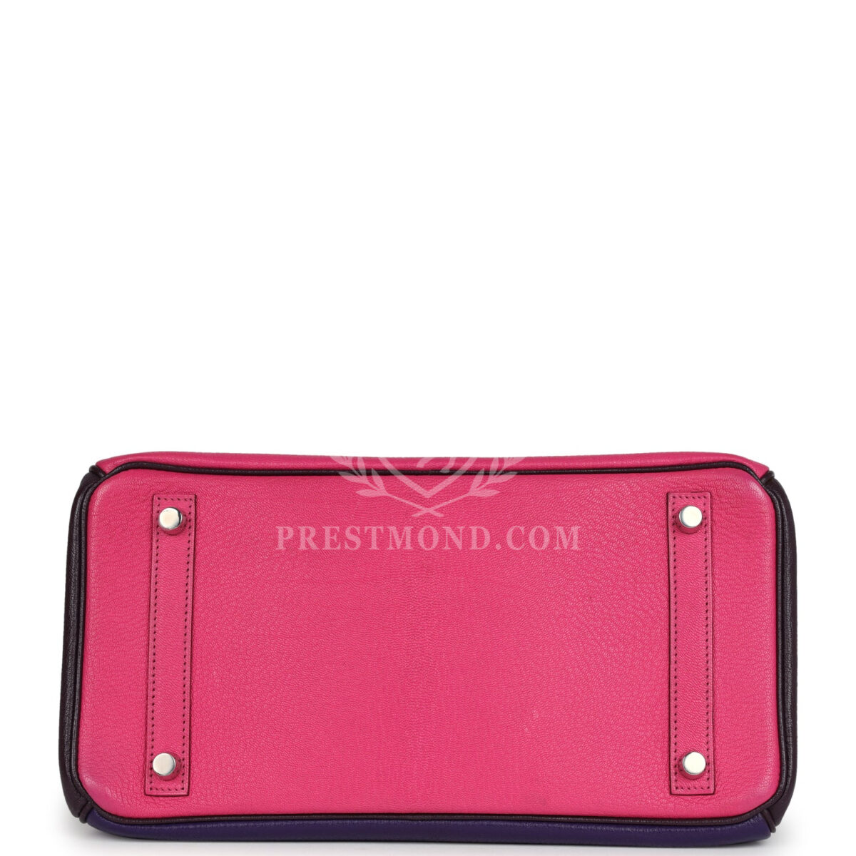 Hermes Special Order (HSS) Birkin 30 Tri-color Raisin, Ultraviolet and Rose Shocking Chevre PHW — изображение 6