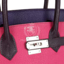 Hermes Special Order (HSS) Birkin 30 Tri-color Raisin, Ultraviolet and Rose Shocking Chevre PHW