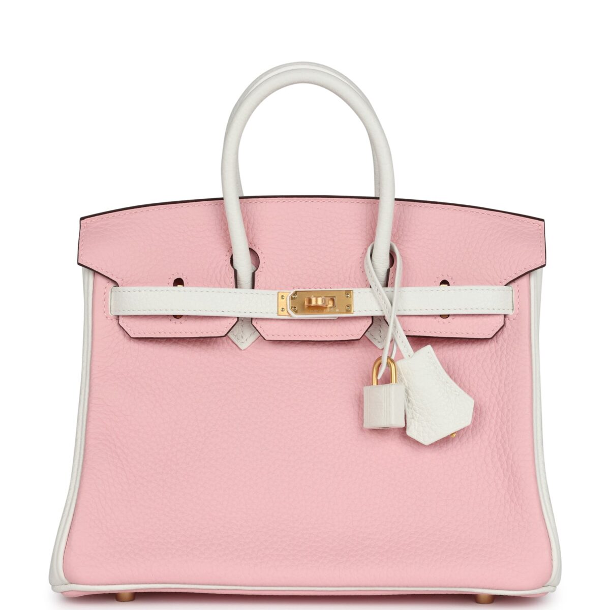 Hermes Special Order (HSS) Birkin 25 Rose Sakura and White Clemence Brushed GHW