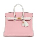 Hermes Special Order (HSS) Birkin 25 Rose Sakura and White Clemence Brushed GHW