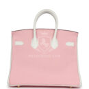 Hermes Special Order (HSS) Birkin 25 Rose Sakura and White Clemence Brushed GHW