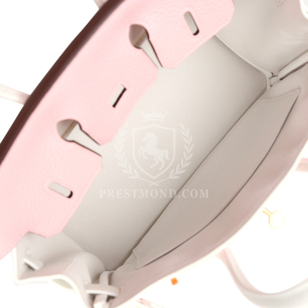 Hermes Special Order (HSS) Birkin 25 Rose Sakura and White Clemence Brushed GHW — изображение 8