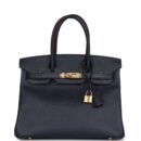 Hermes Birkin 30 Bleu Indigo and Rouge H Contour Epsom GHW