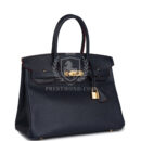 Hermes Birkin 30 Bleu Indigo and Rouge H Contour Epsom GHW