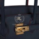 Hermes Birkin 30 Bleu Indigo and Rouge H Contour Epsom GHW