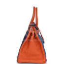 Hermes Special Order (HSS) Birkin 35 Tricolor Bleu Hydra, Ultraviolet and Orange Togo PHW