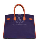 Hermes Special Order (HSS) Birkin 35 Tricolor Bleu Hydra, Ultraviolet and Orange Togo PHW