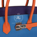 Hermes Special Order (HSS) Birkin 35 Tricolor Bleu Hydra, Ultraviolet and Orange Togo PHW
