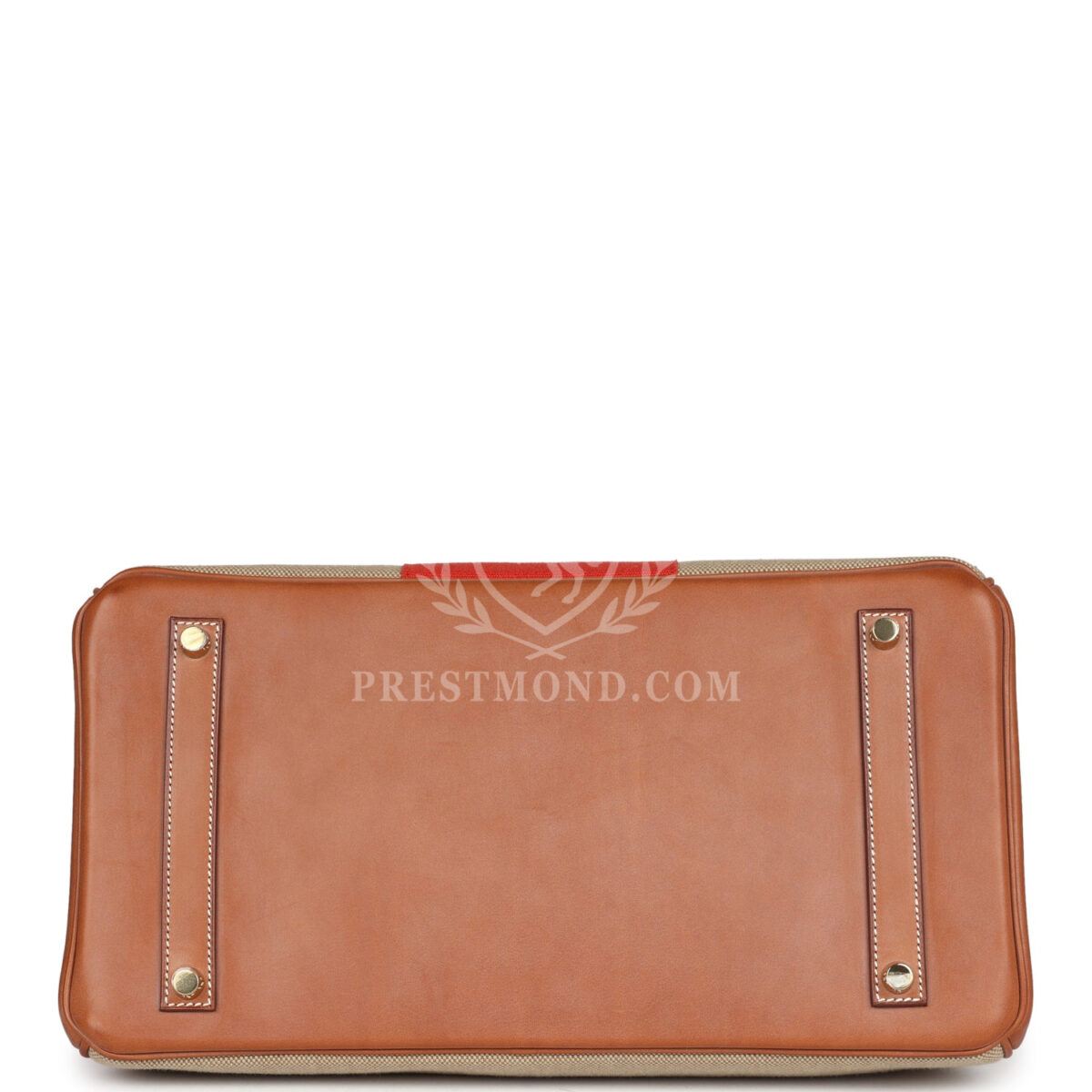 Hermes Birkin 35 Flag Ficelle and Paprika Toile H and Fauve Barenia PBHW — изображение 6
