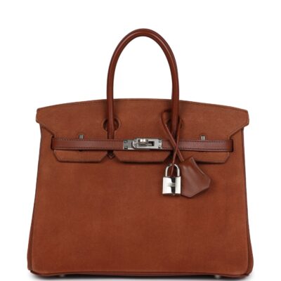 Vintage Hermes Birkin 25 Noisette Doblis and Box PHW