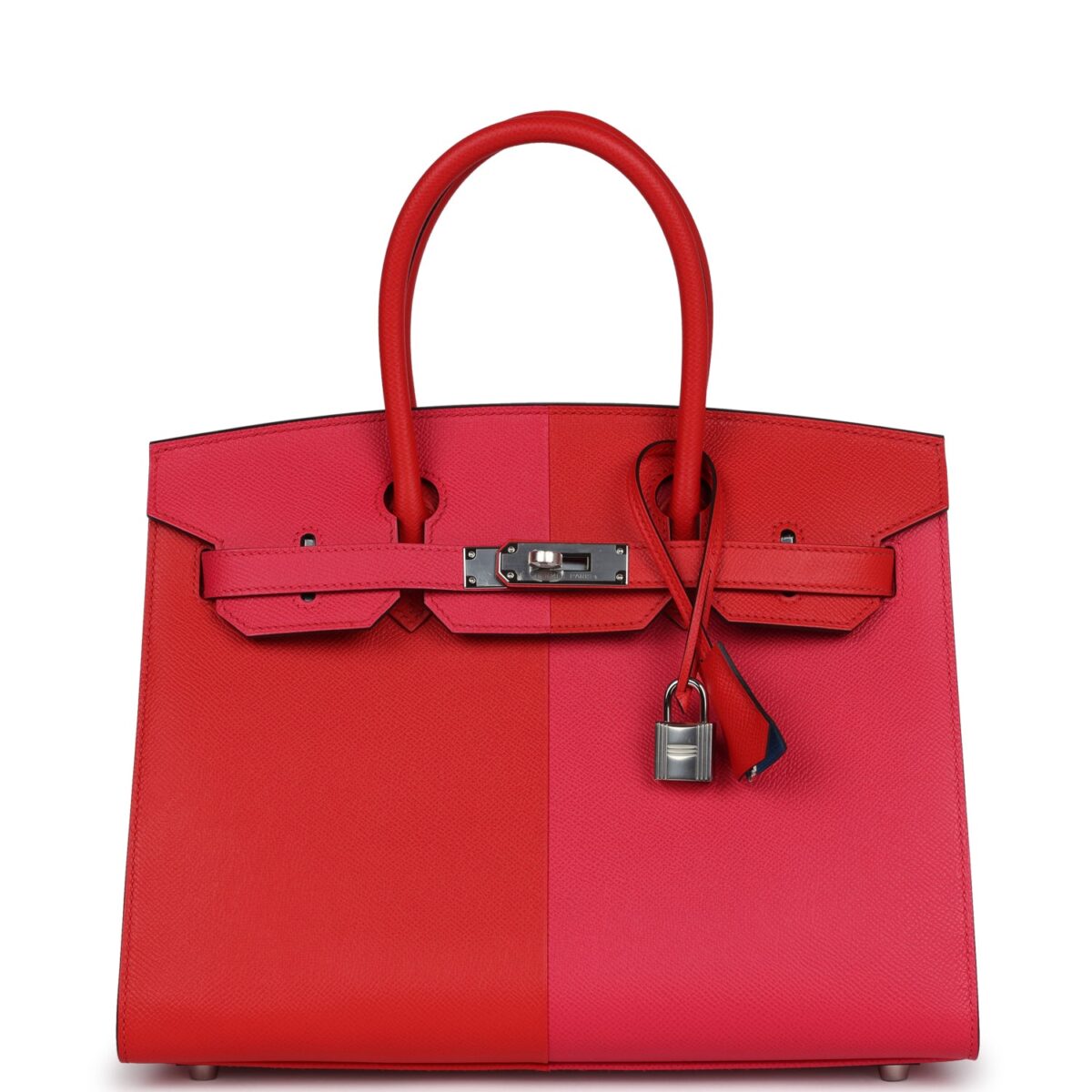Hermes Casaque Birkin Sellier 30 Rouge De Coeur and Rose Extreme Epsom PHW