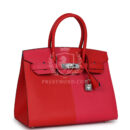 Hermes Casaque Birkin Sellier 30 Rouge De Coeur and Rose Extreme Epsom PHW