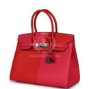 Hermes Casaque Birkin Sellier 30 Rouge De Coeur and Rose Extreme Epsom PHW