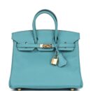 Hermes Birkin 25 Bleu Saint Cyr Swift GHW