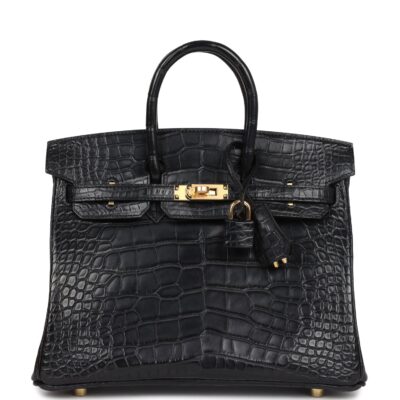 Hermes Birkin 25 Black Matte Alligator GHW