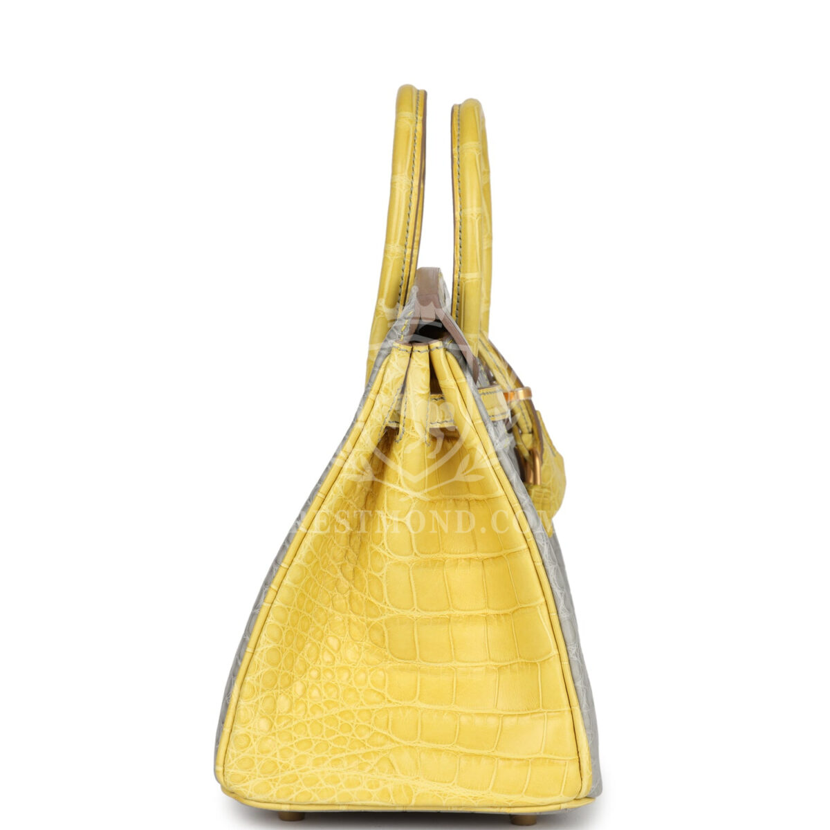 Hermes Special Order (HSS) Birkin 25 Gris Perle and Mimosa Matte Alligator Brushed GHW — изображение 3