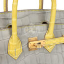 Hermes Special Order (HSS) Birkin 25 Gris Perle and Mimosa Matte Alligator Brushed GHW