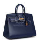 Hermes Birkin Sellier 25 Bleu Saphir Box GHW