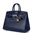 Hermes Birkin Sellier 25 Bleu Saphir Box GHW