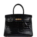 Hermes Birkin 30 Black Shiny Crocodile Niloticus GHW