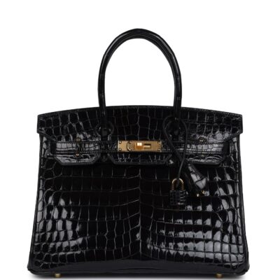Hermes Birkin 30 Black Shiny Crocodile Niloticus GHW