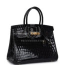 Hermes Birkin 30 Black Shiny Crocodile Niloticus GHW
