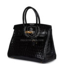 Hermes Birkin 30 Black Shiny Crocodile Niloticus GHW