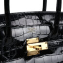 Hermes Birkin 30 Black Shiny Crocodile Niloticus GHW