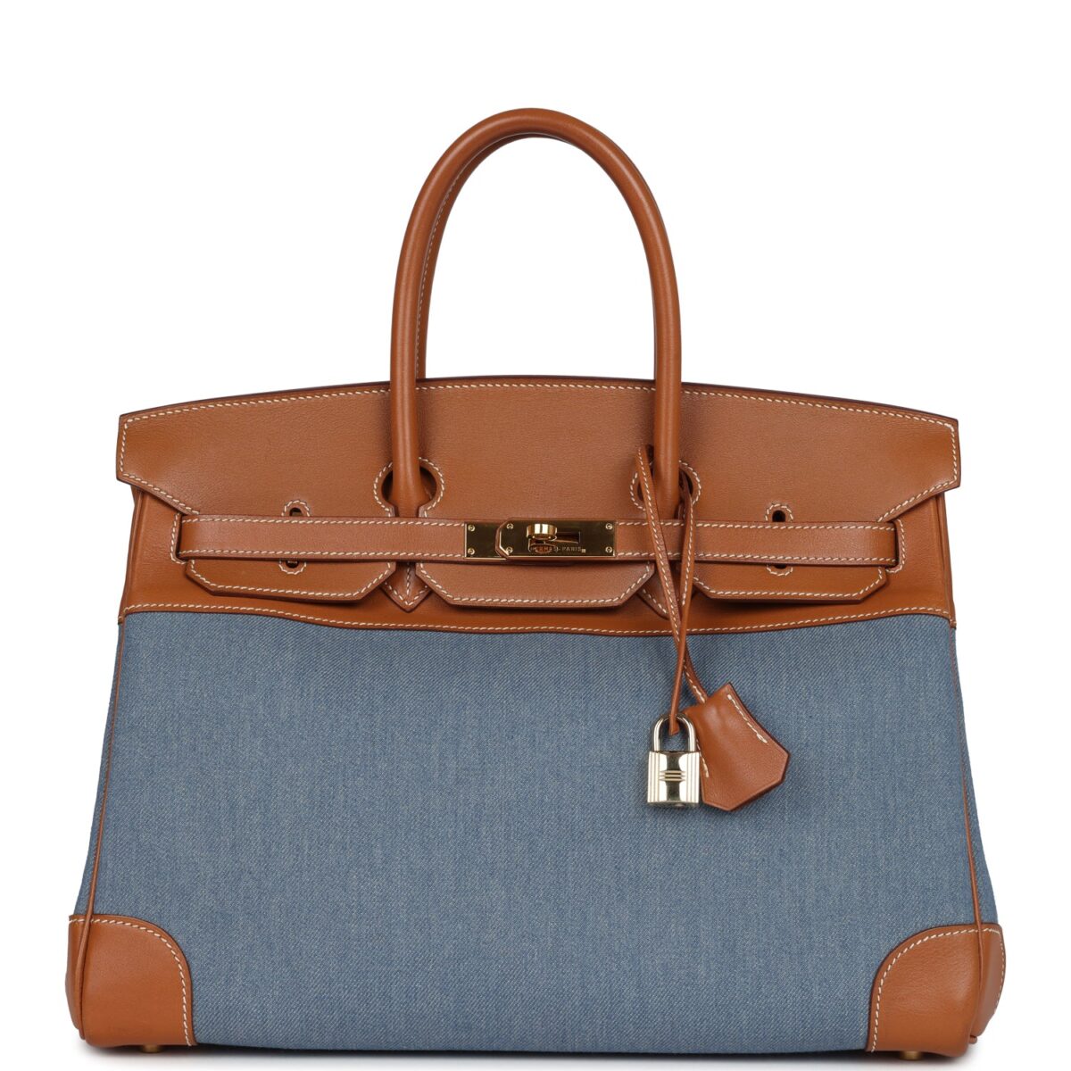 Vintage Hermes Birkin 35 Blue Denim and GHW Gulliver GHW