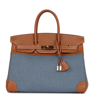 Vintage Hermes Birkin 35 Blue Denim and GHW Gulliver GHW