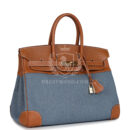 Vintage Hermes Birkin 35 Blue Denim and GHW Gulliver GHW
