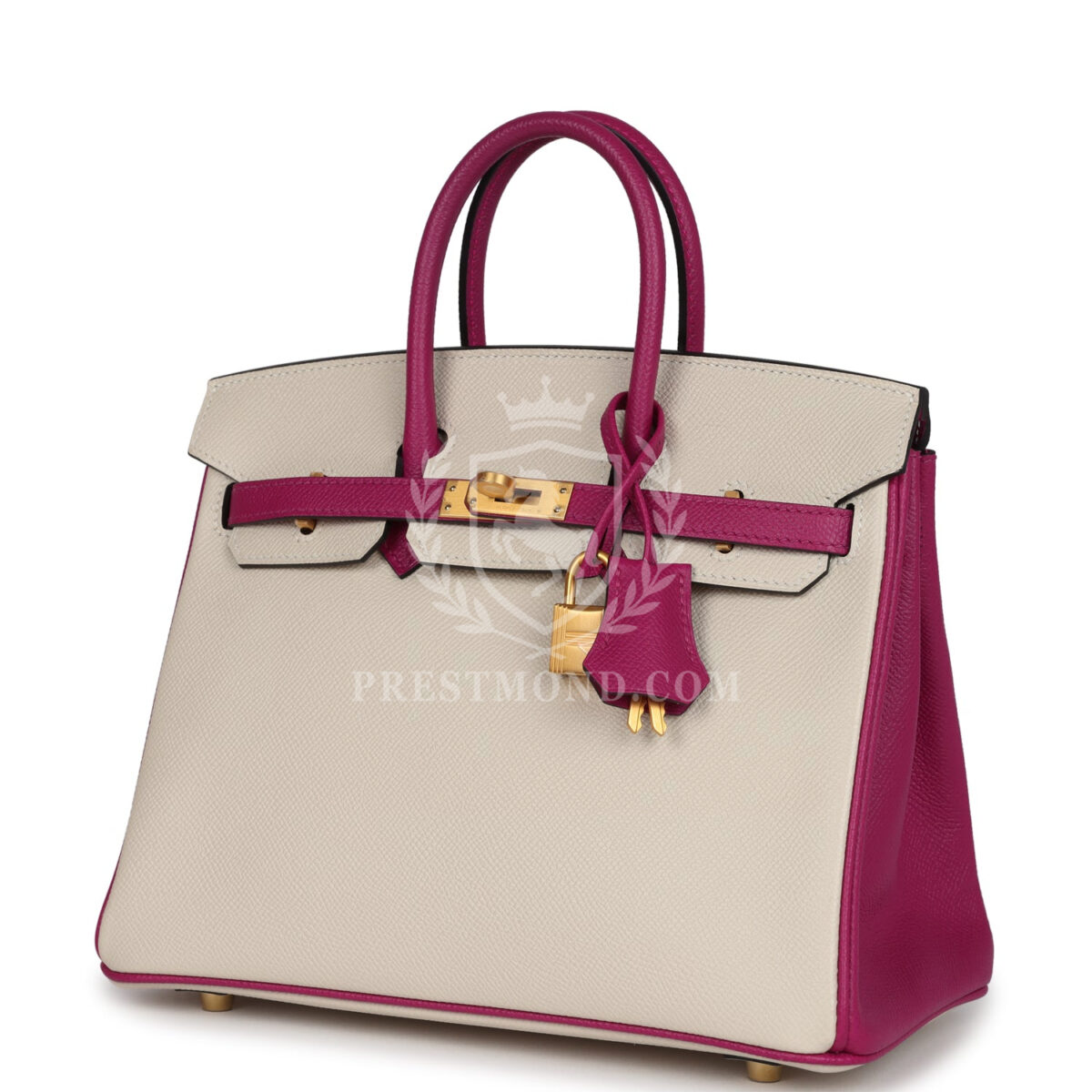 Hermes Special Order (HSS) Birkin 25 Craie and Rose Pourpre Epsom Brushed GHW — изображение 5