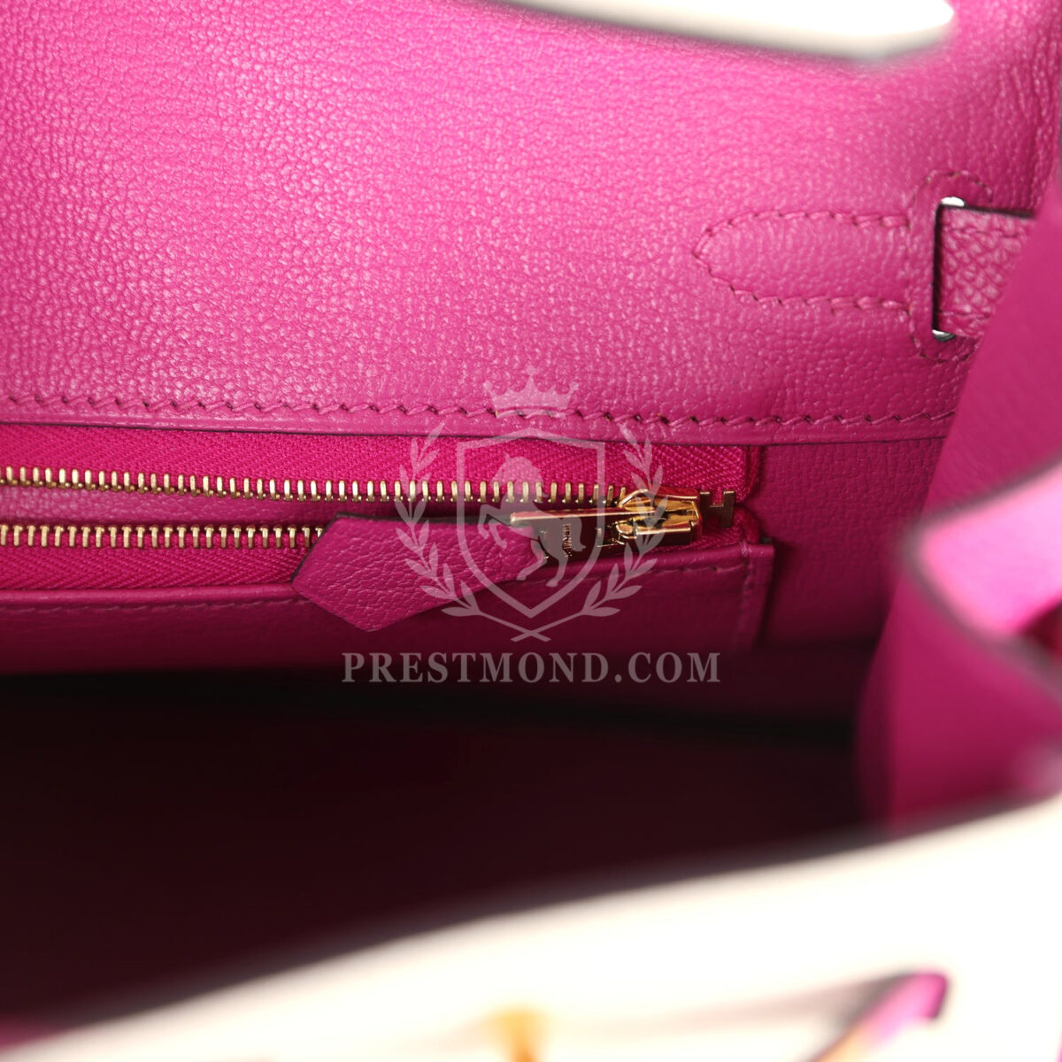 Hermes Special Order (HSS) Birkin 25 Craie and Rose Pourpre Epsom Brushed GHW — изображение 9