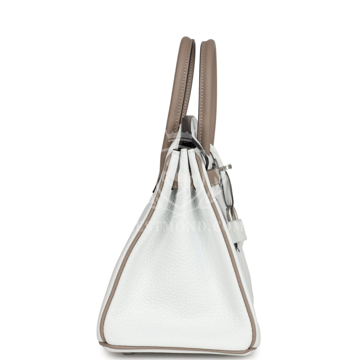 Hermes Special Order (HSS) Birkin 25 White and Etoupe Clemence Brushed PHW — изображение 3