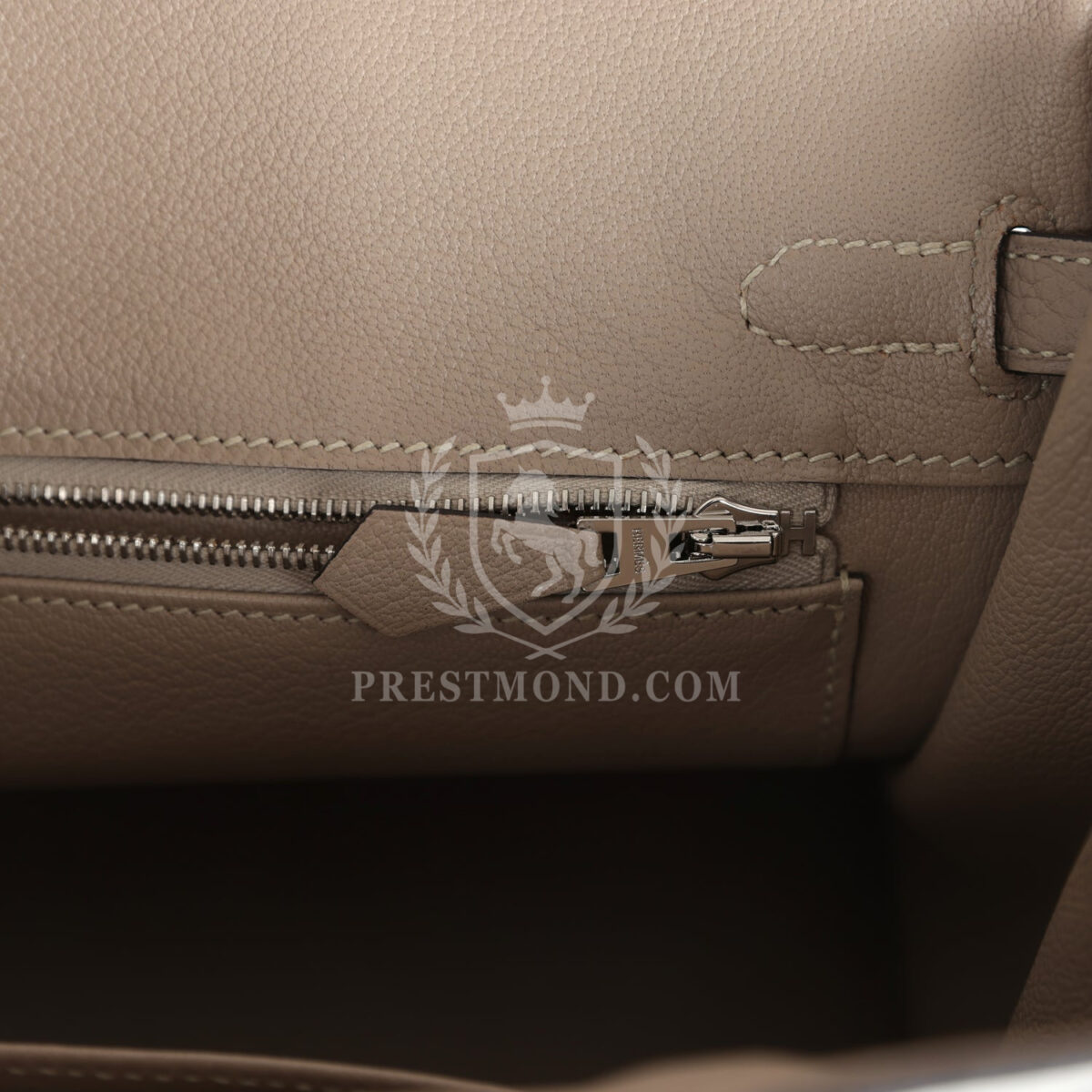 Hermes Special Order (HSS) Birkin 25 White and Etoupe Clemence Brushed PHW — изображение 9