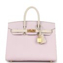 Hermes Special Order (HSS) Birkin Sellier 25 Mauve Pale and Craie Epsom Brushed GHW