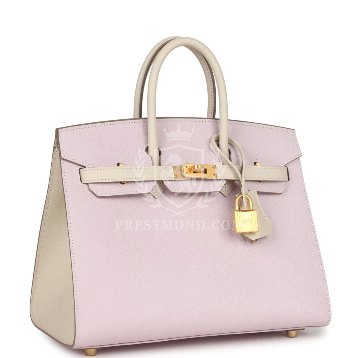 Hermes Special Order (HSS) Birkin Sellier 25 Mauve Pale and Craie Epsom Brushed GHW — изображение 2